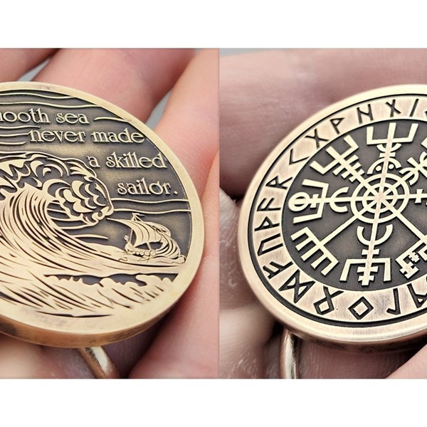 Vegvisir - Viking Compass - EDC Brass Worry / Challenge Coin - Life Wisdom - Haptic Stress Relief - Custom made