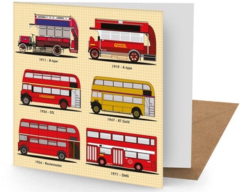 London Buses Greetings Card - 150x150 Blank