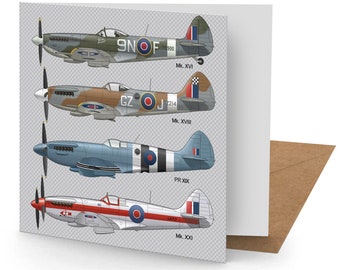 Carte de voeux Spitfire (blanc 150 x 150)