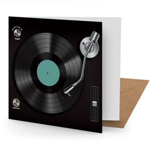Cartão de felicitações com deck de toca-discos (150x150 em branco)