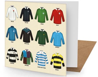 Vintage Rugby Shirts Greetings Card (150x150 Blank)