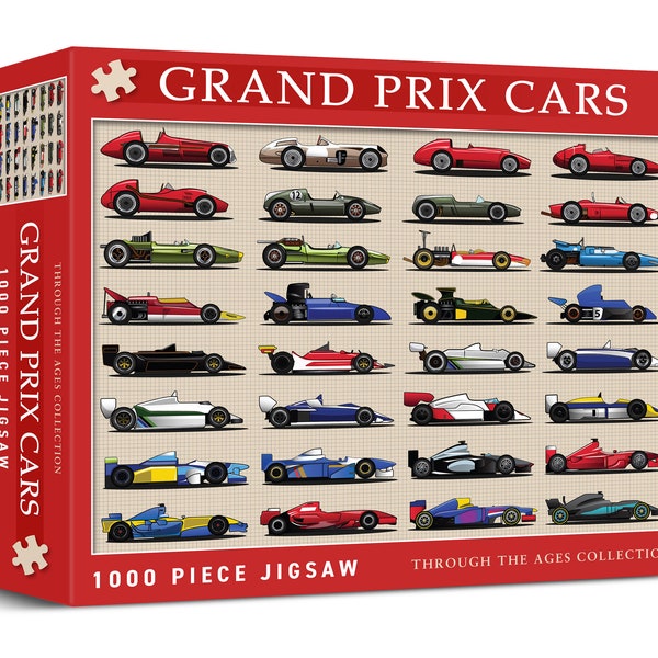 Grand Prix Racing Cars 1000 Piece Jigsaw Puzzle. Perfect gift for Grand Prix Enthusiasts!