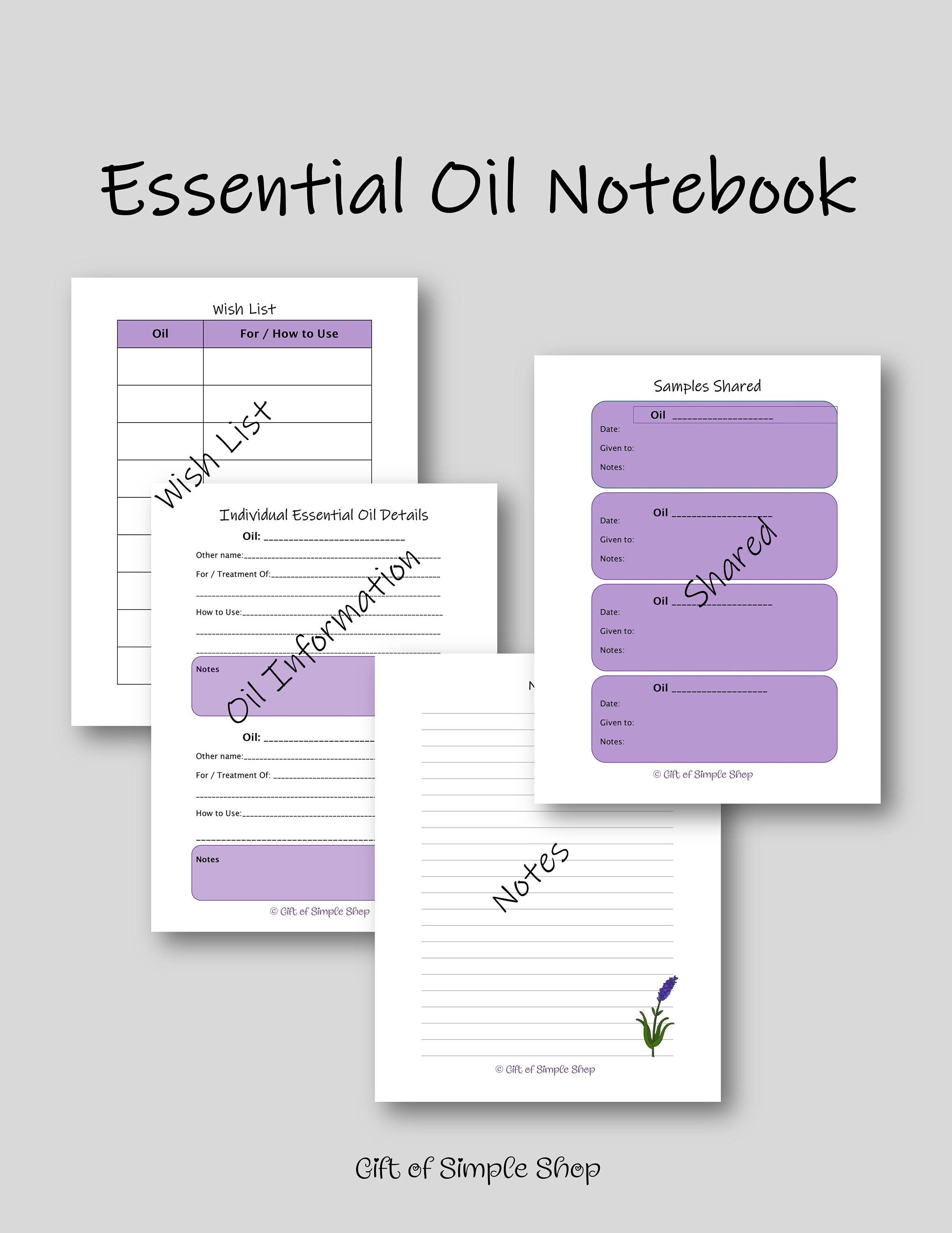 Essential Oil Notebook, Essential Oil Journal, Essential Oil Inventory