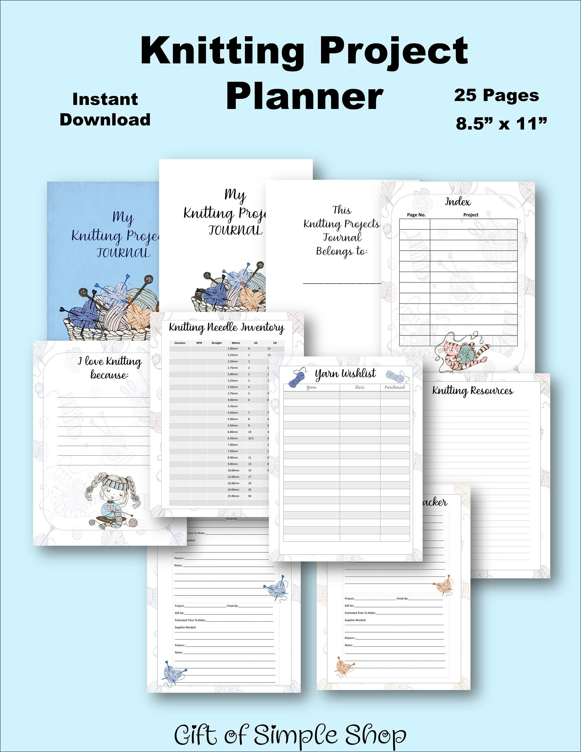 Knitting Journal Knitting Planner Knitting Project Planner Etsy