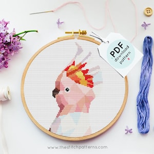 Cockatoo cross stitch.Embroidery Cross Stitch Pattern,Needlepoint pattern,Cross Pattern,Exotic bird cross stitch,Cockatoo embroidery pattern