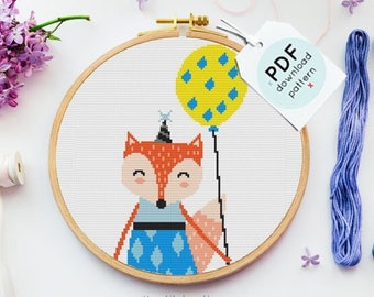 Fox Cross Stitch Pattern, Baby Nursery Decor (PDF Pattern)