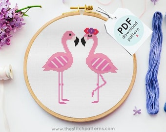 Flamingo Cross Stitch, cute flamingo Pattern PDF,Instant Download,Modern Cross Stitch,Nursery Decor, Needlecraft Pattern,modern cross stitch
