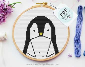 GEOMETRIC PENGUIN, Cross stitch pattern,Cross stitch pattern PDF, baby cross stitch pattern, Geometric cross stitch, Easy cross stitch pdf