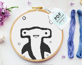 Hammerhead Shark Cross Stitch Pattern: Beginner Animal XStitch, nursery decor (PDF Pattern)
