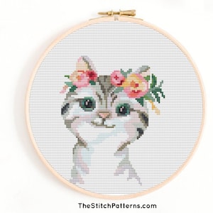 Christmas Cats Cross Stitch Pattern Funny Cats Embroidery Small