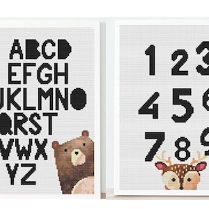 Woodland Alphabet Cross Stitch,Woodland Cross Stitch Pattern, Cross Stitch Pattern,Alphabet Cross Stitch Pattern Digital Format PDF,Alphabet