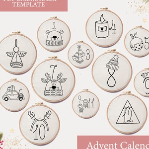 Embroidery Pattern, Stitch-A-Day, DIY Christmas Project, 25 days of Christmas, Stitching Christmas calendar,DIY Calendar, Advent Calendar