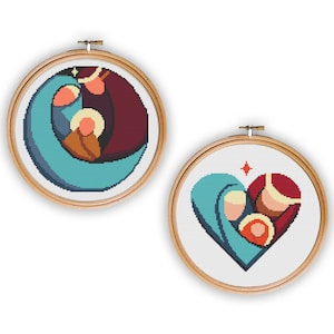 Christmas Cross Stitch Pattern, Nativity Cross Stitch Pattern, PDF Cross Stitch Pattern Download, Christmas embroidery, modern Xmas stitch
