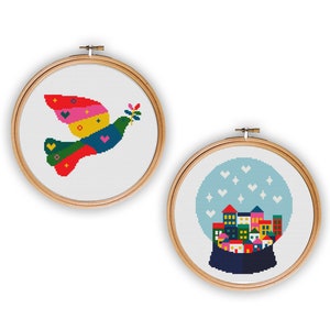 Christmas cross stitch pattern, modern Christmas, Modern embroidery, Merry Christmas DIY, gift PDF pattern , Christmas ornaments, easy chart
