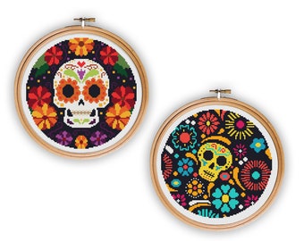 Tag der Toten Sugar Skull Kreuzstichmuster Set (PDF-Muster)
