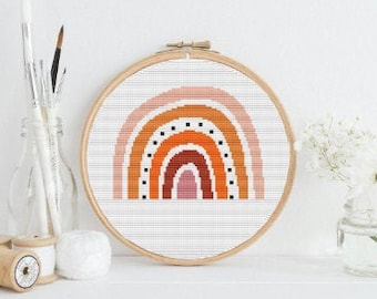 BOHO rainbow cross stitch pattern, Abstract counted cross stitch, Rainbow Cross Stitch Pattern, Easy needlecraft pattern, Rainbow Minimalist