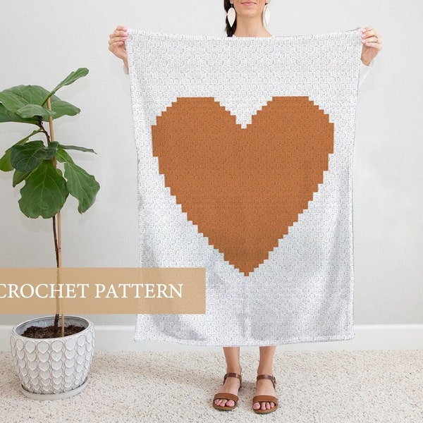 INSTANT DOWNLOAD - boho heart - Crochet Graph - Crochet Pattern - heart Graph - Baby Blanket - Corner to Corner - C2C pattern - C2C Written