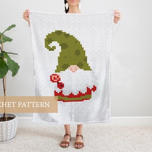 Crochet Gnome Pattern, Christmas Crochet C2C Pattern, Crochet Christmas Pattern, Tapestry Crochet Blanket Pattern, baby blanket pattern c2c
