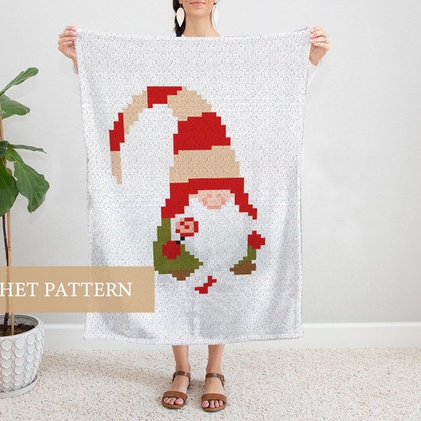 Crochet Gnome Pattern - C2C Crochet Pattern, Written Instructions, baby blanket crochet, Christmas crochet, christmas  corner to corner