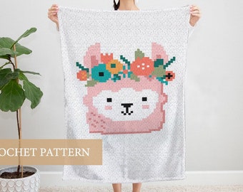 C2C Baby llama Crochet Pattern / Corner to Corner / C2C Baby Blanket / C2C Graphgan / C2C Patterns / C2C Written Pattern / baby blanket pdf