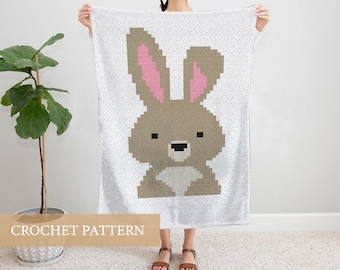 Bunny Blanket Crochet Pattern, Minimalist Art, nursery decor (Digital Pattern)