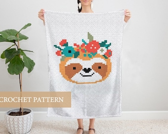 INSTANT DOWNLOAD , Sloth Crochet Graph,  Crochet Pattern, Baby Blanket crochet pattern, Corner to Corner, C2C, C2C Written, easy crochet