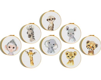 Out of Sight Safari Animals DMC Cross Stitch Kit