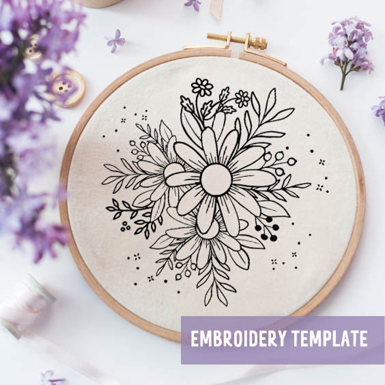 PDF Pattern Template ONLY Beginners Floral Embroidery Etsy