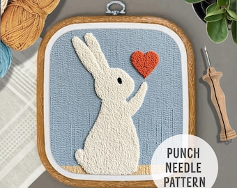 Baby Bunny Punch Needle Pattern: Modern Animal Art (PDF Pattern)