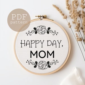 Mom Embroidery pattern, Embroidery PDF Pattern, pattern for her, floral embroidery, clothes embroidery pattern, Beginner embroidery pattern