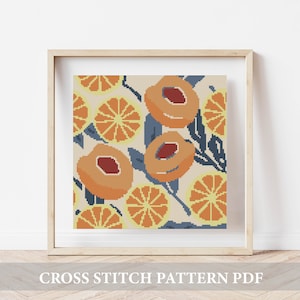 Peaches cross stitch pattern, embroidery, Fruit cross stitch pattern, Food Embroidery Pattern, Cross Stitch Pattern,modern cross stitch