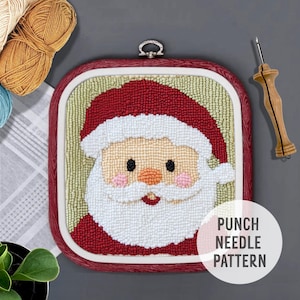 Santa Punch Needle Pattern, Punch Needle PDF Pattern, Beginners friendly, Instant Download Punch Needle, Needlework Pattern, Winter crafts
