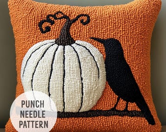 Mönster för Halloween-stickning: Läskig pumpa och kråka, garnförrådsidé (digital fil)