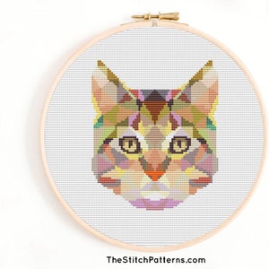 Geometric Cat , Counted Cross stitch,Cross Stitch Chart , modern Cross Stitch, Cross stitch pattern,Cat cross stitch pattern,cat lovers gift