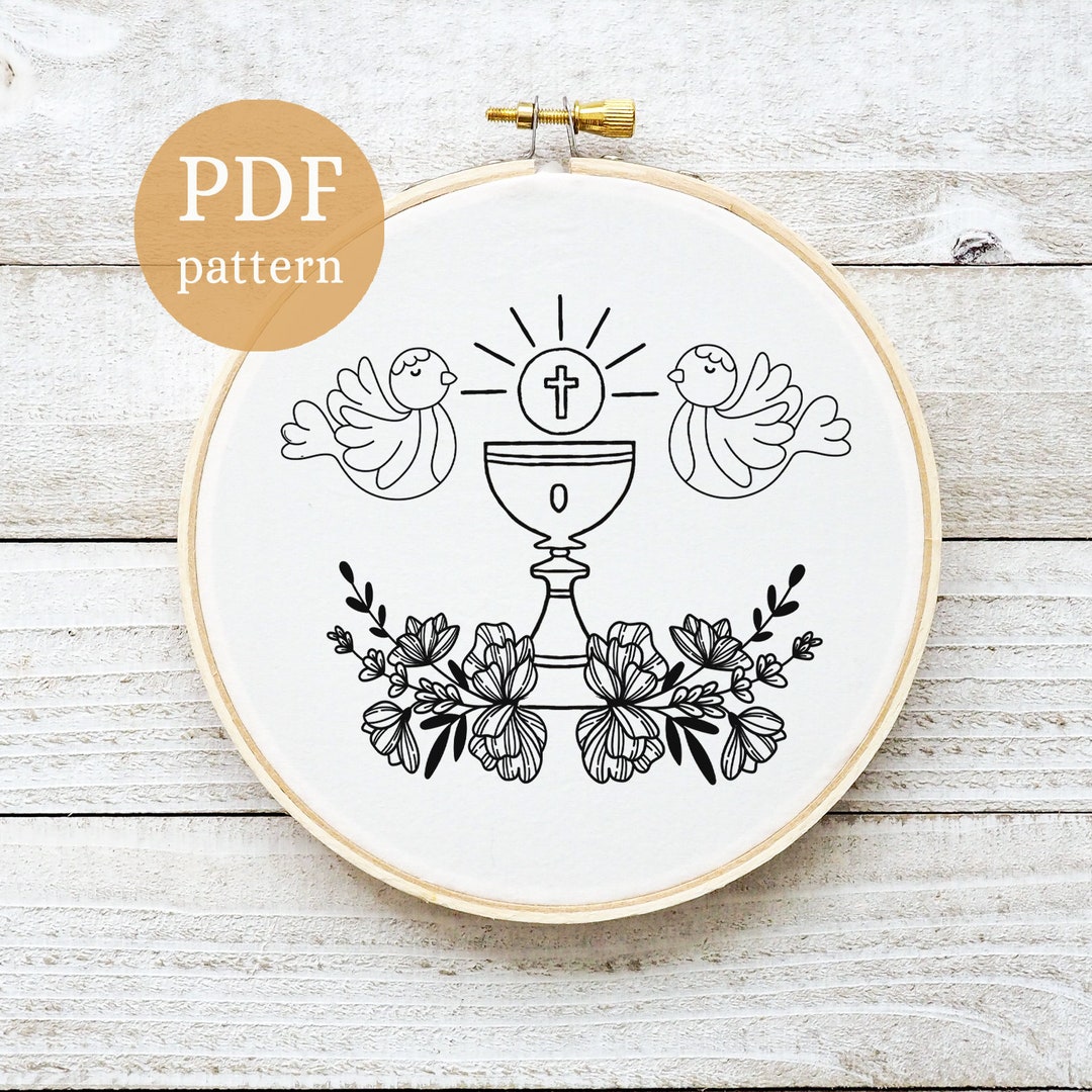 First Holy Communion Hand Embroidery Pattern Modern - Etsy