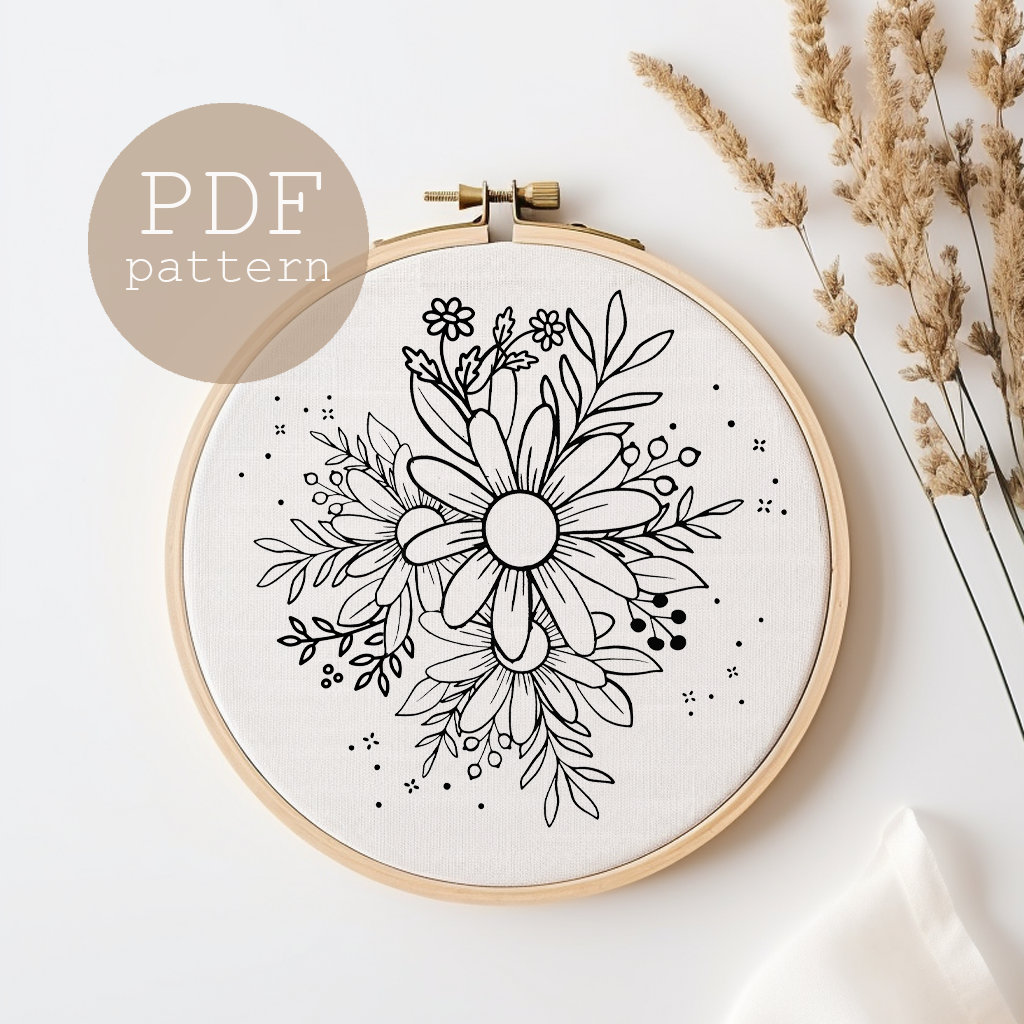 PDF Pattern Template ONLY, Beginners Floral Embroidery Pattern, Hand Embroidery, DIY Embroidery, Modern Embroidery, Diy Gift, Cross Stitch - Etsy pdf-pattern-template-only-beginners-floral-embroidery-pattern-hand-embroidery-diy-embroidery-modern-embroidery-diy-gift-cross-stitch-etsy