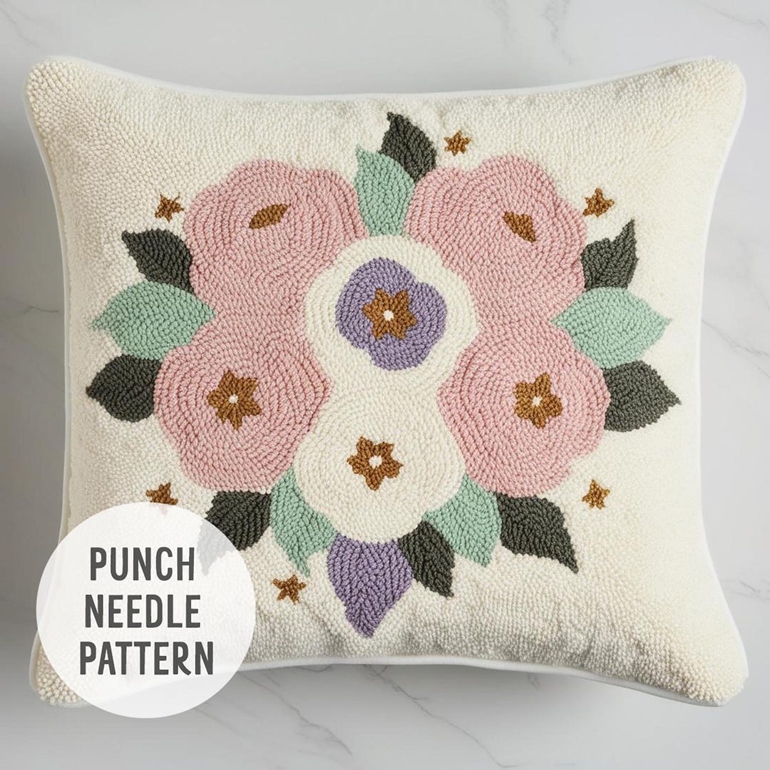 Floral Bouquet Punch Needle Pattern: DIY Boho Cushion (PDF Pattern) - Etsy