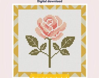 Rose Needlepoint Pattern | Digital PDF Chart | Classic Floral Design | Beginner Friendly Wall Art | Flower Needlepoint Pattern
