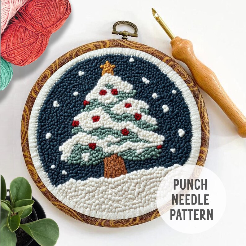 Christmas Tree Punch Needle Coaster Pattern: Holiday DIY, Craft Lover ...