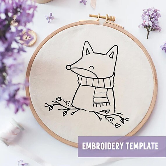 Fox Embroidery Pattern Pdf Pattern Printable Woodland Etsy