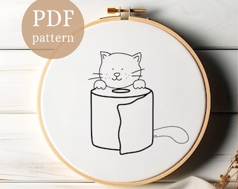Patrón de bordado de gato, diseño de gatito DIY (PDF)