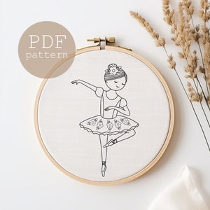 Ballerina Embroidery Pattern, Dancer Dance Mom Ballet, Modern Embroidery PDF, Digital Download, Beginner DIY Embroidery, Simple Embroidery