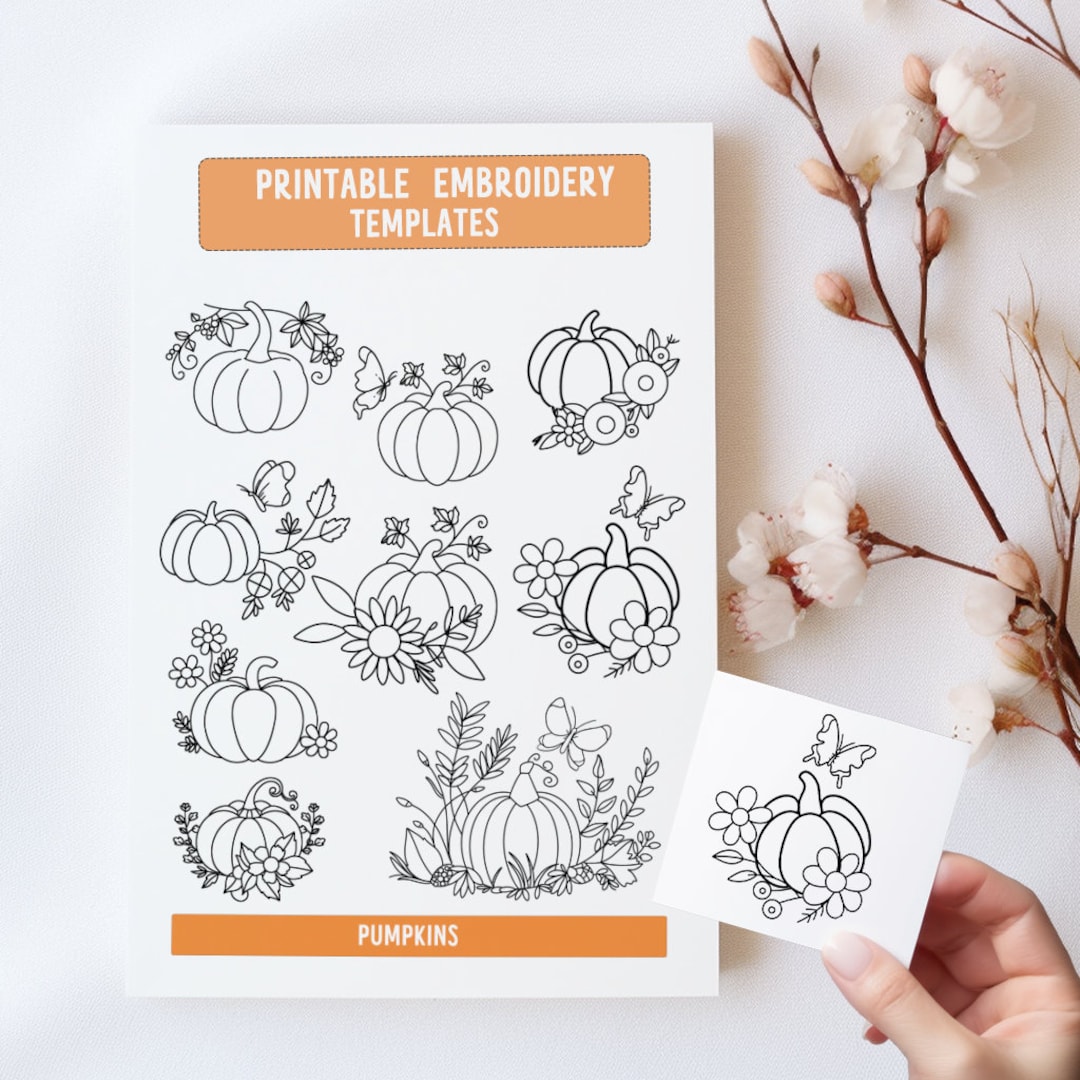 Pumpkin Embroidery Designs: Fall Harvest Stick and Stitch (PDF Pattern ...