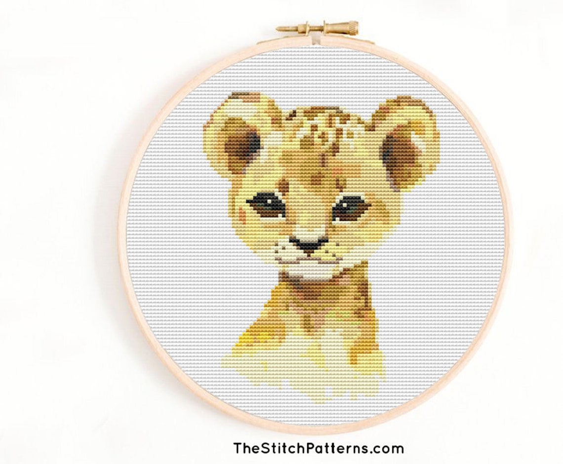 Baby Animals Cross Stitch Pattern Baby Lion Pdf Jungle Etsy
