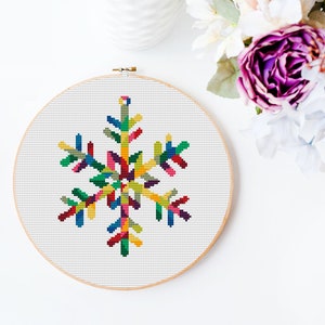 Patrón de copos de nieve, patrón de punto de cruz de Navidad, patrón de punto de cruz de vacaciones, arte de decoración de Navidad, patrón de punto de cruz PDF de descarga instantánea