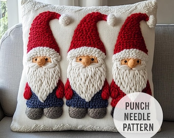 Patrón de cojín de gnomo con aguja perforadora: cojín navideño DIY (patrón PDF)