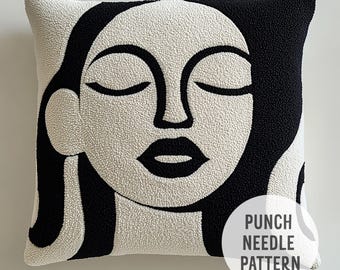 Abstract Girl Punch Needle Pattern: Beginner Needlework Design (PDF Pattern)
