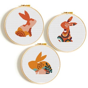 bunny easter cross stitch pattern, Rabbit cross stitch pattern, Easter cross stitch Modern cross stitch pattern PDF Instant Digital Download