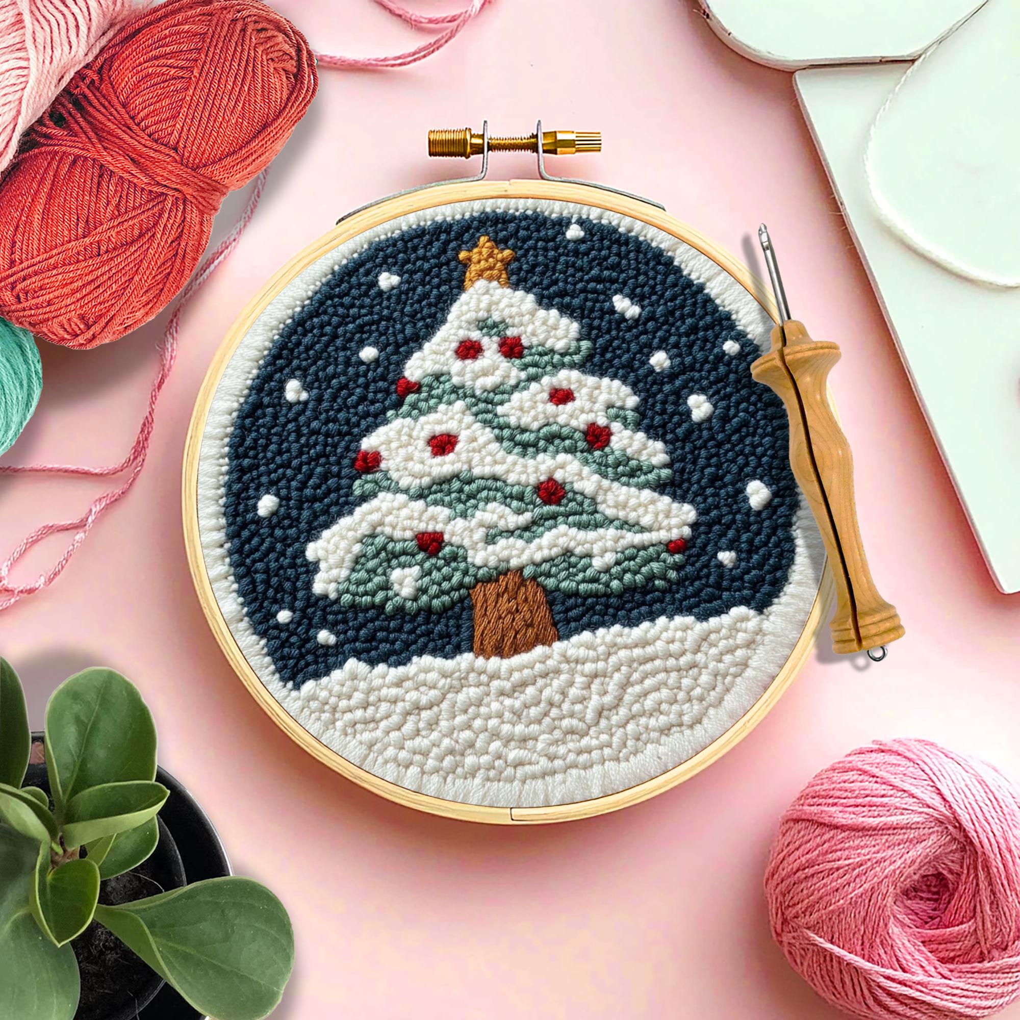 Christmas Tree Punch Needle Coaster Pattern: Holiday DIY, Craft Lover ...