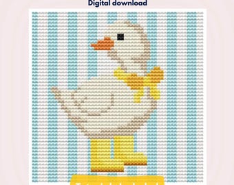 Duck Needlepoint Pattern | Digital PDF Chart | Rain Boots Design | Beginner Friendly Wall Art
